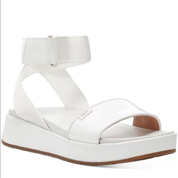 NWOT UGG White Lennox Platform Sandal Ankle Wrap Size 7.5 - Picture 1 of 9